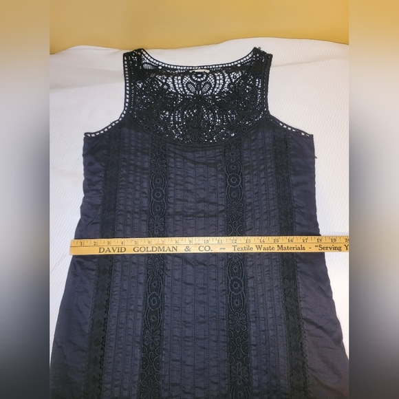 Sundance 100% Cotton Black Pleated Pin Tuck Crochet Boho Dress sz M - Picture 7 of 12